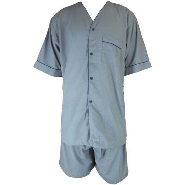 Up2date Fashion's Men's Woven Short-Sleeve Pajama Set with Shorts ...