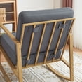 thumbnail image 3 of FERPIT Faux Leather Fabric Nursery Rocking Chair Modern Accent Upholstered Rocker Chair with Metal Frame and Thick Cuchion for Living Room Bedroom Balcony, Gray, 3 of 6