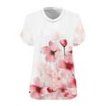 thumbnail image 5 of Ecqkame Womens Plus Size Tops Summer Casual Floral Print V Neck Short Sleeve Shirt Loose Flowy Trendy T Shirts Pink XXXXL, 5 of 5