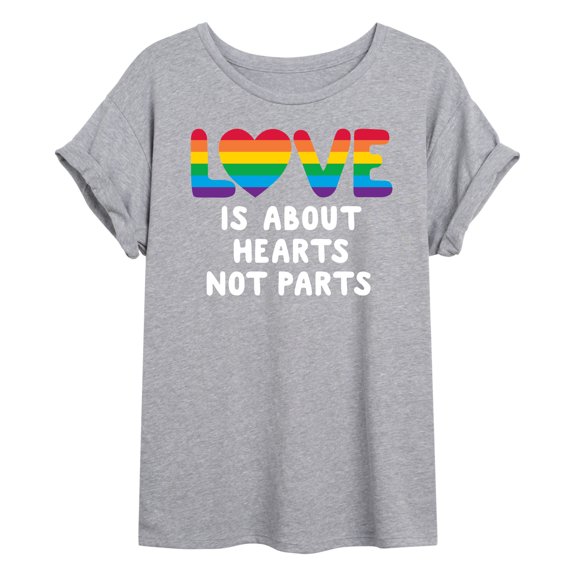 Instant Message - Love Hearts Not Parts - Juniors Oversized Graphic T-Shirt