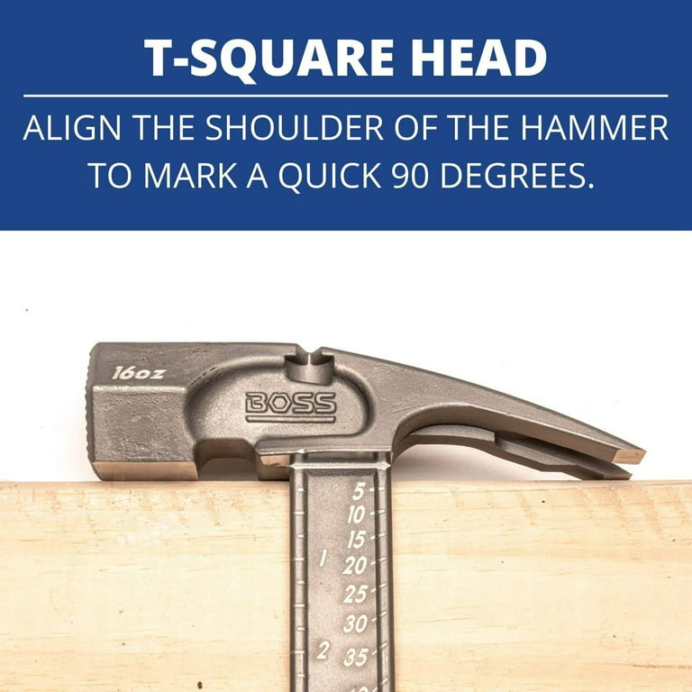 Boss Hammer Construction Grade Ti64 Titanium Hammer with Tough-Fiber  Shock-Absorbing Fiberglass Handle - 16 oz, No-Slip Grip, Milled Faced -  BH16TIPFM