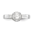 thumbnail image 4 of Solid 14K White Gold Round Diamond Side-Stones with CZ Cubic Zirconia Center Stone Halo Engagement Ring Size 9, 4 of 8