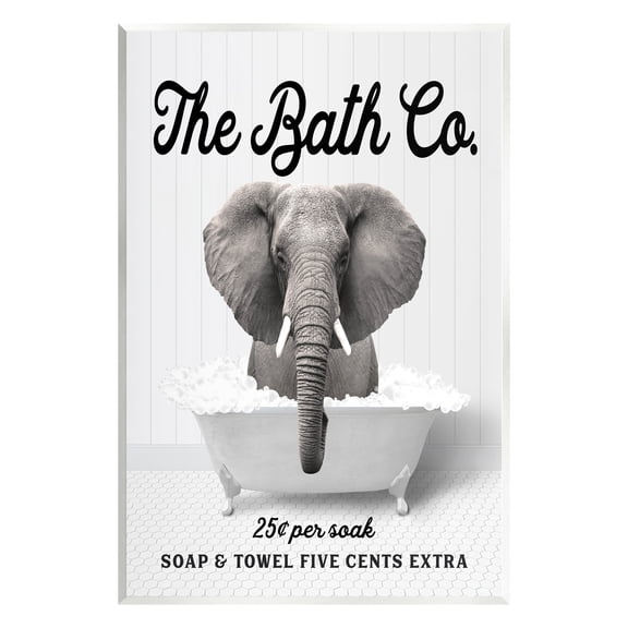 Stupell Industries Bubble Bathtub Elephant Animals & Insects Painting Unframed Art Print Wall Art, 10 x 15