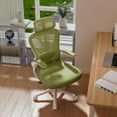 thumbnail image 4 of Computer Desk Chair, Ergonomic Office Chair M903 with Wheels, High Back Mesh Office Chair with Adjustable Lumbar Support, Headrest, Flip-Up Armrests, Green, 4 of 18