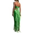 thumbnail image 4 of Women Summer 2 Pieces Clothes Outfits Solid Color Tie-Up Halter Neck Sleeveless Tank Tops and Ruffles Irregular Long Skirts Set, 4 of 7