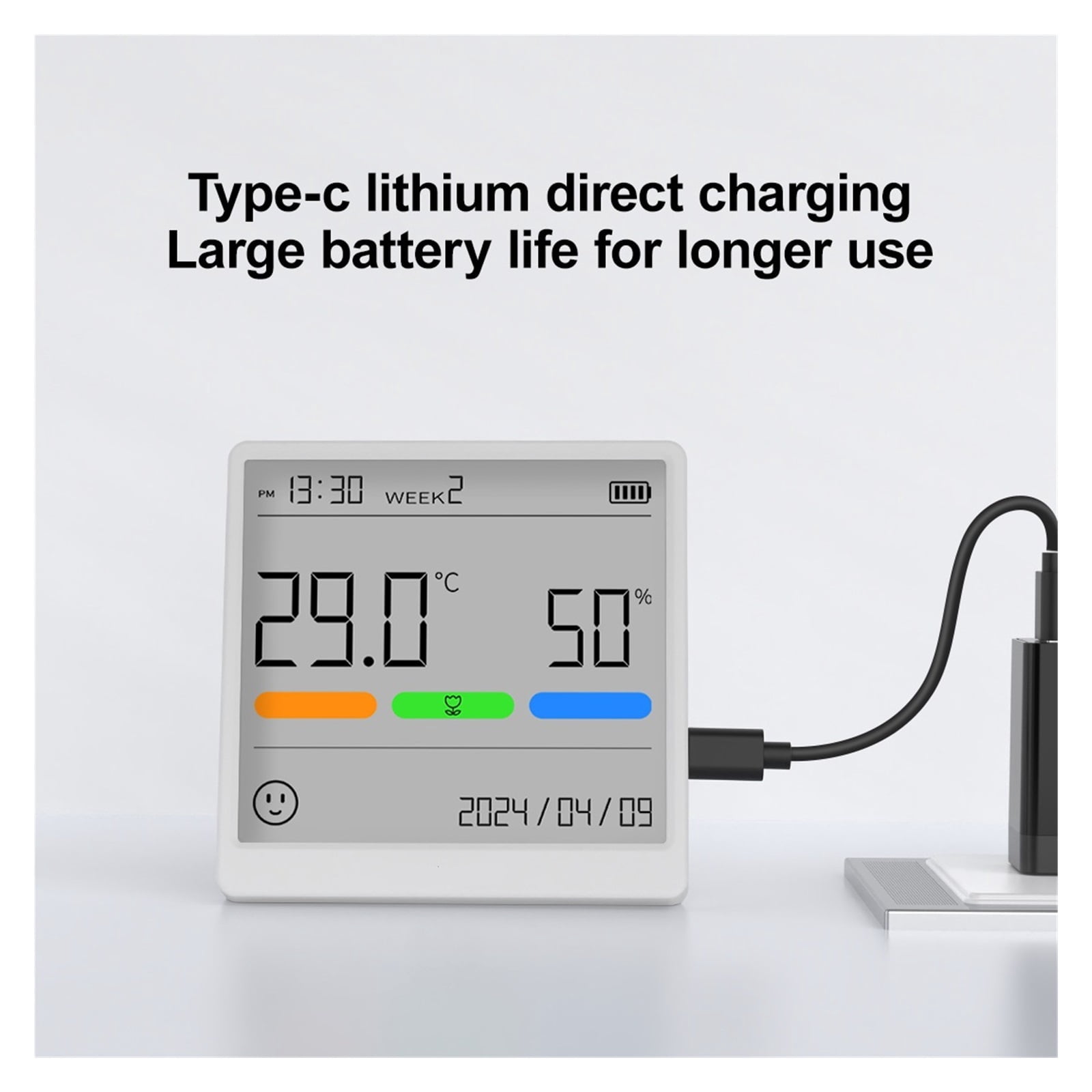 4.3 Inch LCD Electronic Digital Temperature Humidity Meter Clock Sensor Gauge Weather Station ,Real-Time