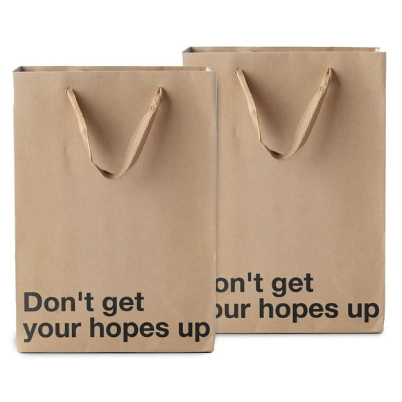 MilkToast Brands Don't get your hopes up Funny Gift Bags 2 Piece Set Inappropriate Snarky Birthday Gift Wrapping