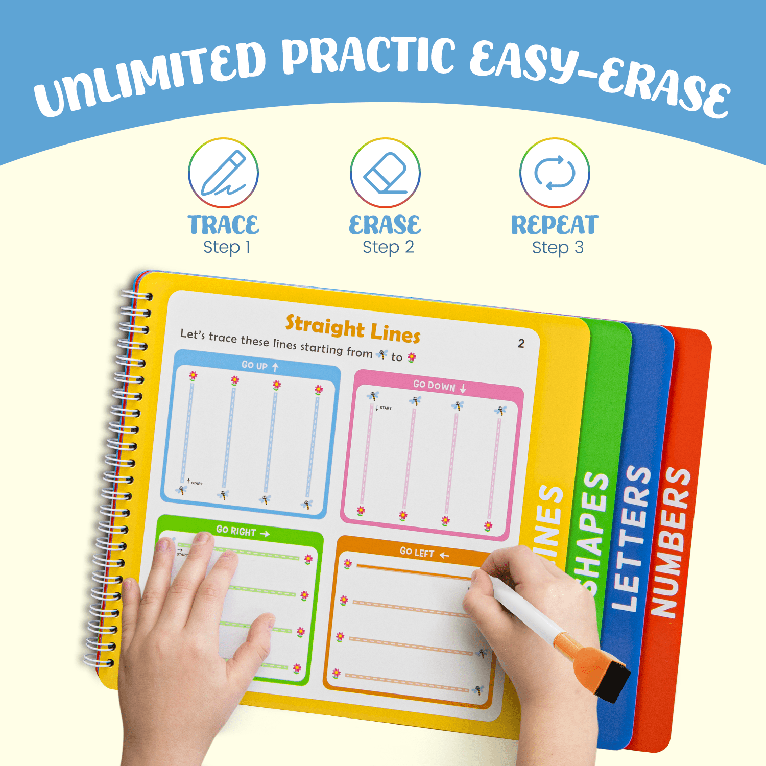 Preschool Learning Activities Educational Workbook, 38 Reusable Pages Pre Kindergarten Workbooks, Number Letter Tracing Books for Kids, Autism Learning Materials, Abc Busy Book for Kids Ages 3-6