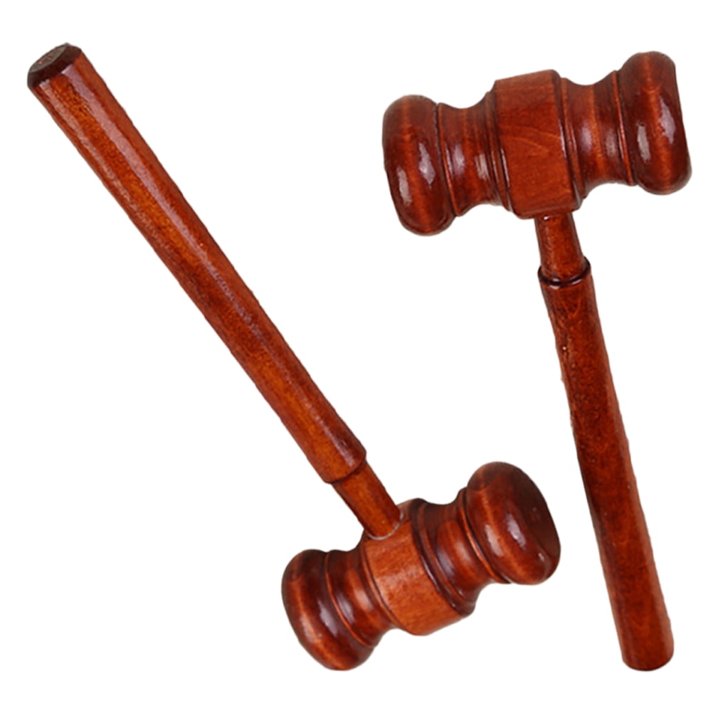 2pcs Wooden Judge Hammer Mallet Pounding Toy Role Play Creative Beating