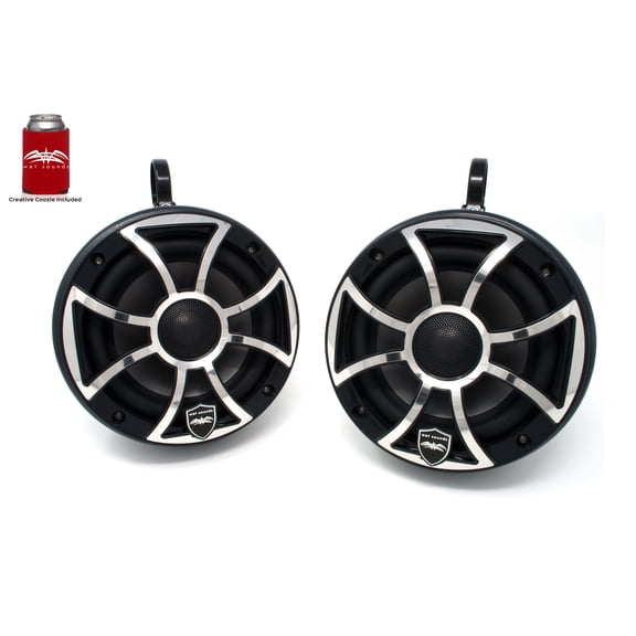 Wet Sounds REVO 6-XSB-SS Black XS 6.5 Inch Marine LED Speakers & Roll Cage Enclosures (1.75" Clamps)