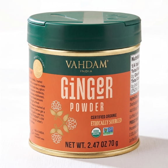 VAHDAM Organic Ginger Powder Spice, 2.47 oz | USDA Organic Ground Ginger Root, Non-GMO, Gluten-Free Cooking & Baking Spice