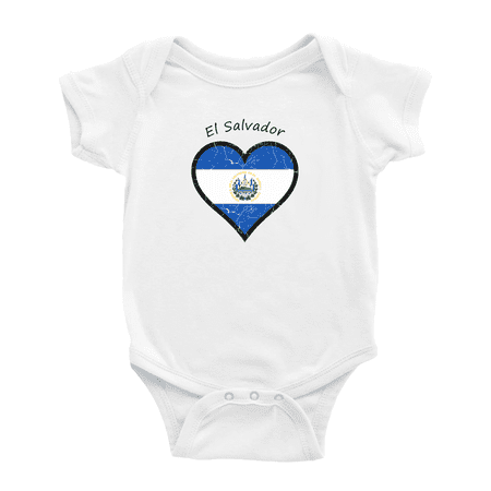 

El Salvador Flag Heart Love Funny Baby Bodysuit Boy Girl Clothes
