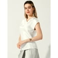 thumbnail image 4 of DARING DIVA Women's Satin Cowl Neck Short Sleeve Casual Blouses S White, 4 of 6