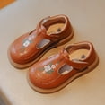 thumbnail image 2 of Mepaouo Toddler Little Girl Mary Jane Dress Shoes Ballet Flats Party School Princess Flower Shoes Brown, 2 of 7