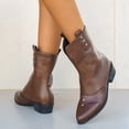 thumbnail image 6 of Women's Fashion Ankle Booties Pointed Toe Slip on Low Block Heel Comfortable Fall Winter Dress Boots Wide Fit Non-Slip for Casual Work Daily Wear Brown 9.5(43), 6 of 9
