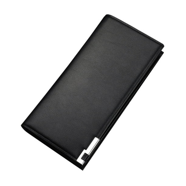 Cartera de moda para hombre, cartera larga para guardar dinero y monedas (negra)