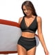 thumbnail image 2 of Bikini de Cintura Alta de para Mujer, Traje de Baño con Cuello en V y Control de Abdomen. Negro XL, 2 of 7