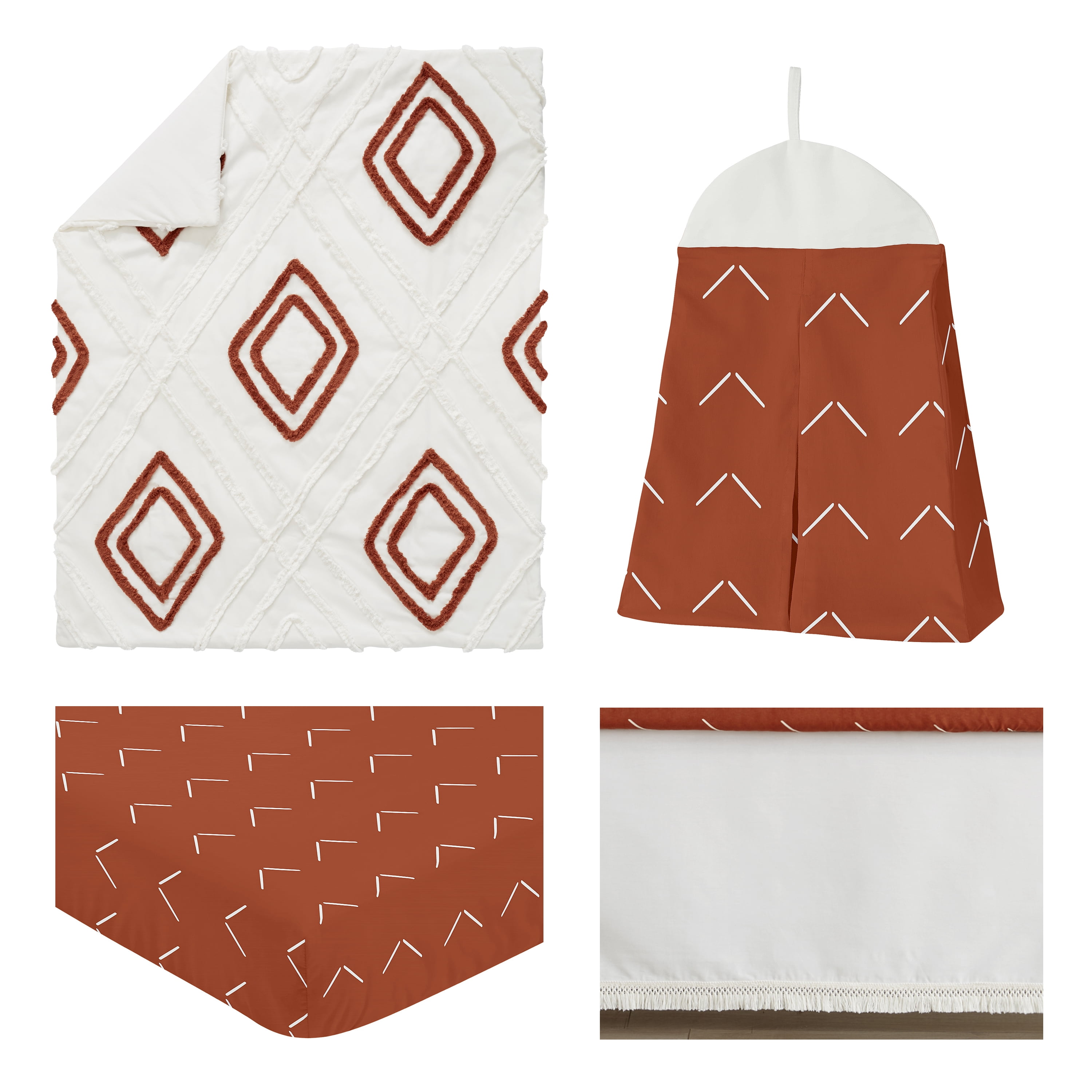 Diamond Tuft Orange 4 Piece Crib Bedding Set by Sweet Jojo Designs