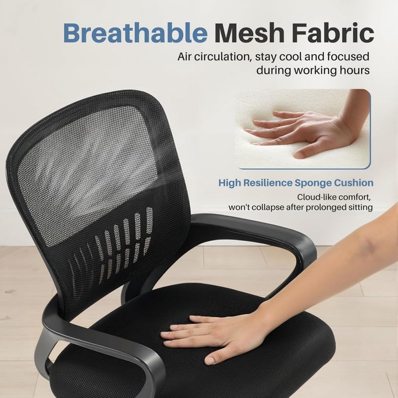 Kelno Drafting Chair Adjustable Height Office Chair Lumbar Support Swivel Ergonomic Desk Chair, Black