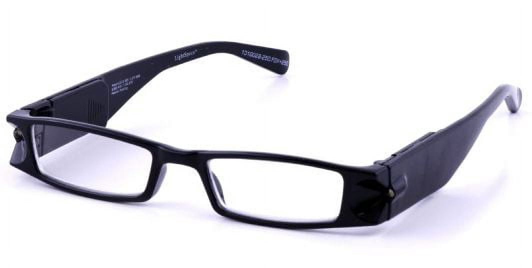 LightSpecs LightWeight Reading Glasses with LED lights +1.00 Power, Black, w/Tube Case