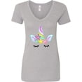 thumbnail image 3 of Inktastic Unicorn Face Women's V-Neck T-Shirt, 3 of 5