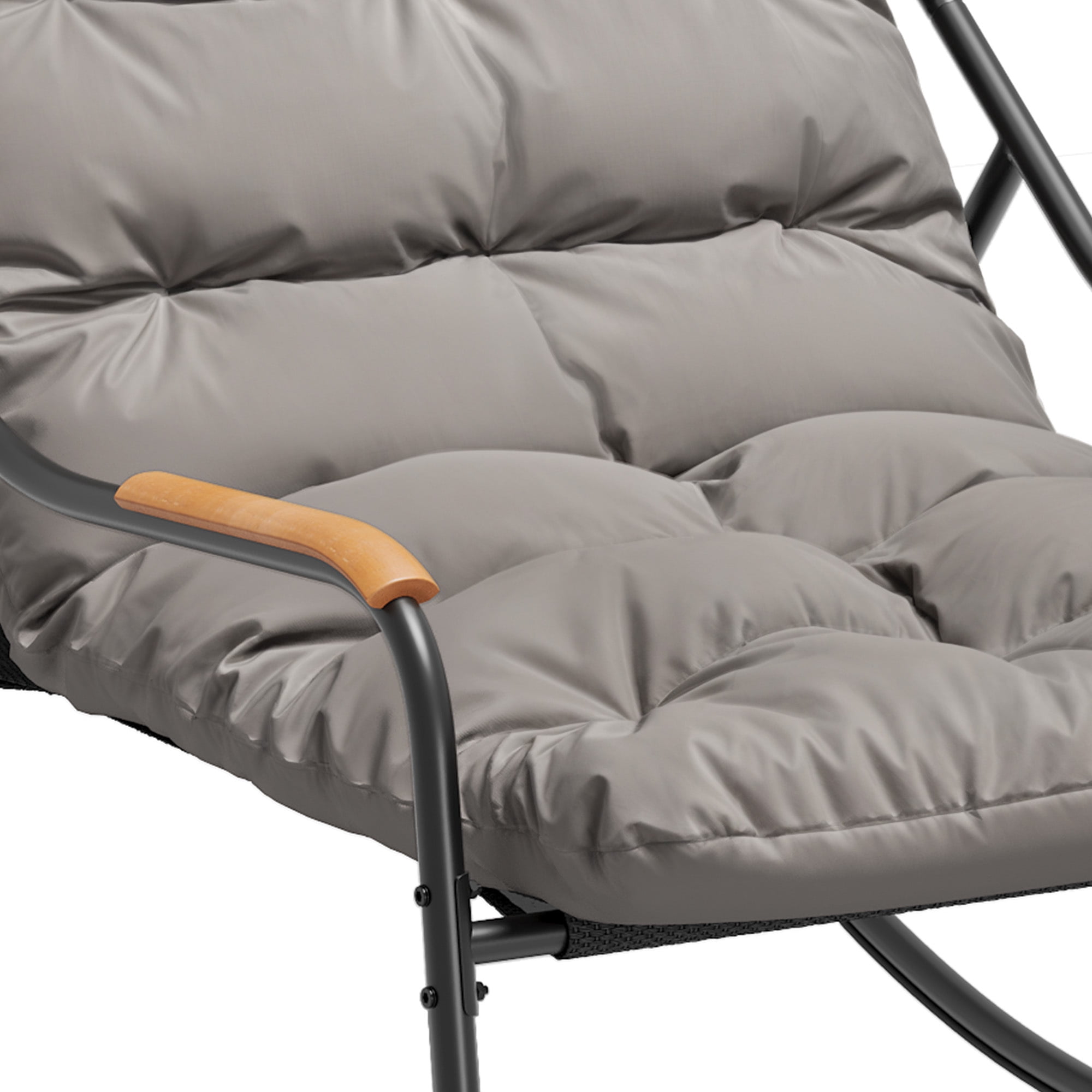 Uforic Oversized Outdoor Rocking Chair, All-Weather Patio Lounge Rocker with Removable Cushion, Suitable for Porch, Lawn, Garden and Backyard, Black