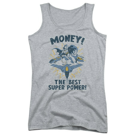DC Comics Batman Toys Money Best Superpower Vintage Style Juniors Tank Top (Best Monuments To See In Dc)