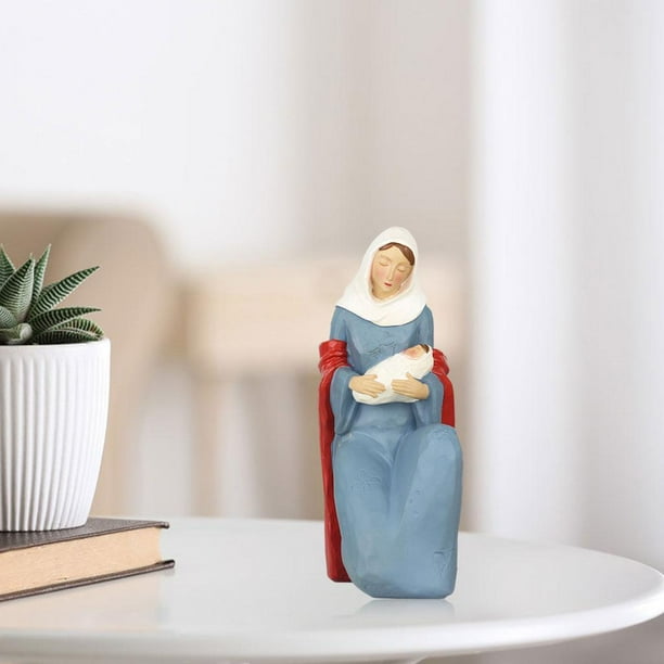 Estatua de resina Virgen María y Jesús CUTICAT 5,9 pulgadas Azul