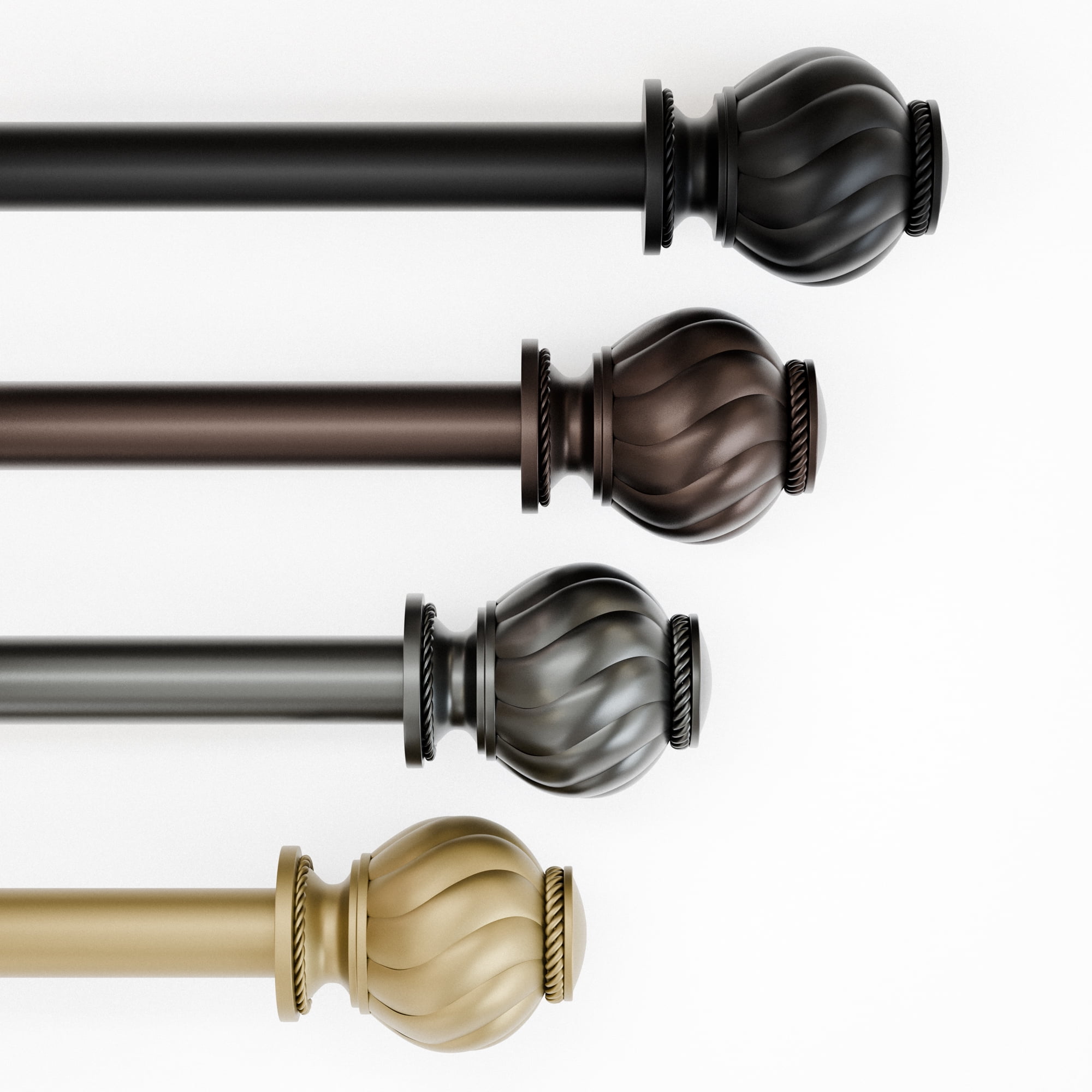 Mainstays 3/4" Bronze Marengo Knob Adjustable Single Curtain Rod Set, 30"-84"