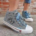 thumbnail image 2 of Women Zip Rat Denim Sneakers Casual High Top Shoes, 2 of 5