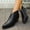 Black, variant on Women's Ankle Boots Slip Cutout Pointed Toe Stacked Mid Heel Booties