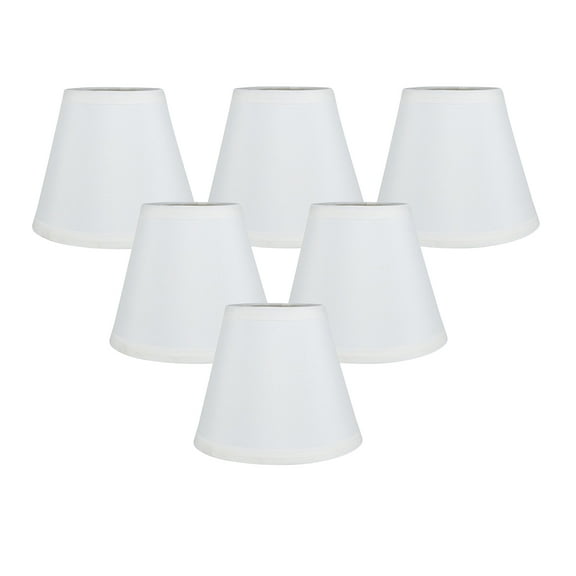 Meriville Set of 6 Off White Faux Silk Clip On Chandelier Lamp Shades, 3.5-inch by 6-inch by 5-inch