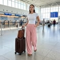 thumbnail image 4 of Women’s High Waisted Wide Leg Pants Casual Straight Leg Trousers with Front Pleats Elastic Back Waist Lounge Work Pants, 4 of 12