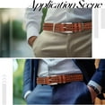 thumbnail image 5 of 44-7/8 Inch Casual Woven Leather Belt Mens Belts Leather Dress Belt Men's Imitation Leather Woven Solid Alloy Buckle Hand Belts Gift for Jeans Golf Pants (Light Brown), 5 of 6