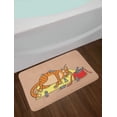 thumbnail image 2 of Cat and Mouse Bath Mat, Colorful Cartoon Image of a Big Lazy Animal and Many Mice and Fish, Plush Bathroom Decor Mat with Non Slip Backing, 29.5" X 17.5", Almond and Multicolor, by Ambesonne, 2 of 2