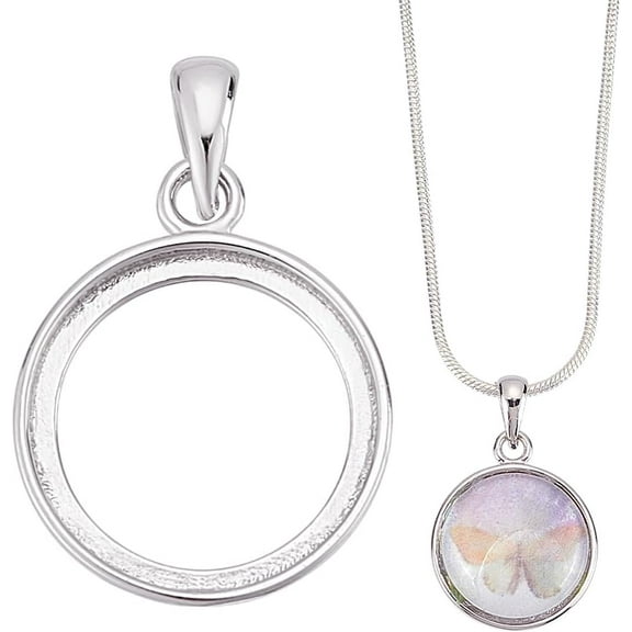 925 Sterling Silver Blank Pendant Handmade Pendant Blank Cabochon Settings with Polishing Cloth for Necklace Bracelet Jewelry Making