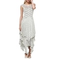 thumbnail image 1 of Vestido largo sexy de mujer con falda irregular de encaje alto y bajo - Cuello en V, mangas con volantes, diseño con bolsillos - Apto para la playa, para llevar de forma informal o para fiestas - A, 1 of 5