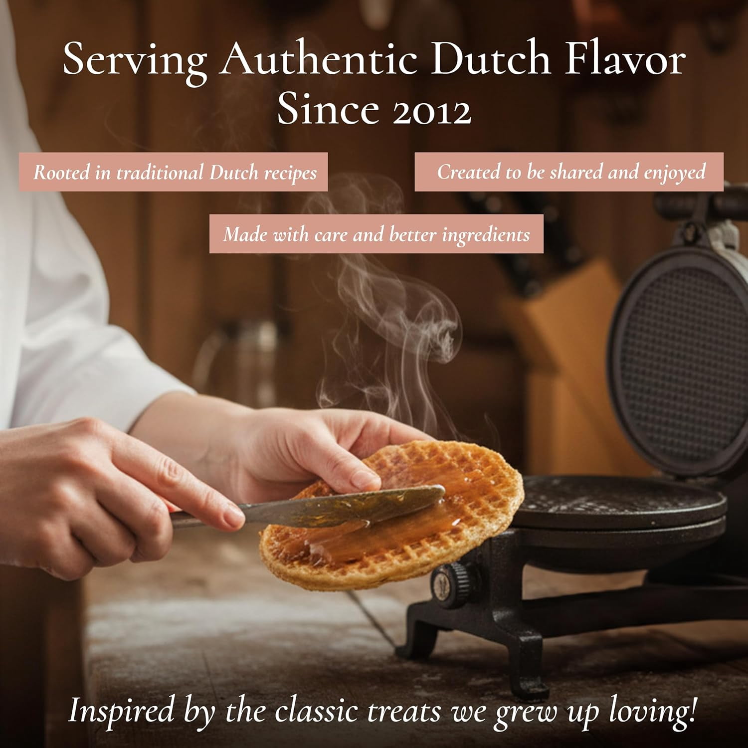 Le Chic Patissier 50 Caramel & Vanilla Stroopwafels Soft Toasted Pack of 5 (11.11oz each) Original Dutch Caramel Waffle Recipe non-GMO perfect snack biscuit