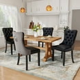 thumbnail image 4 of DONICK Velvet Upholstered Dining Chairs , Kitchen & Dining Room Chairs, Nailheads Tufted, Soft, Solid Wood Frame (Black Grey, Set of 6), 4 of 12