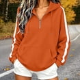thumbnail image 2 of DIOAZUD Women's Quarter Zip Hoodie Oversized Drop Shoulder Long Sleeve Hooded Sweatshirt with Kangaroo Pocket Casual Pullover Orange S-XXL, 2 of 8