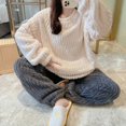 thumbnail image 1 of Ensemble de Pyjama Chaud en Flanelle d'Hiver pour Femmes, Épais, Tenue de Nuit, Pyjama Doux pour Femme, Pantalon, 2 Pcs, Chandail, Surdimensionné, 6TG, 1 of 7