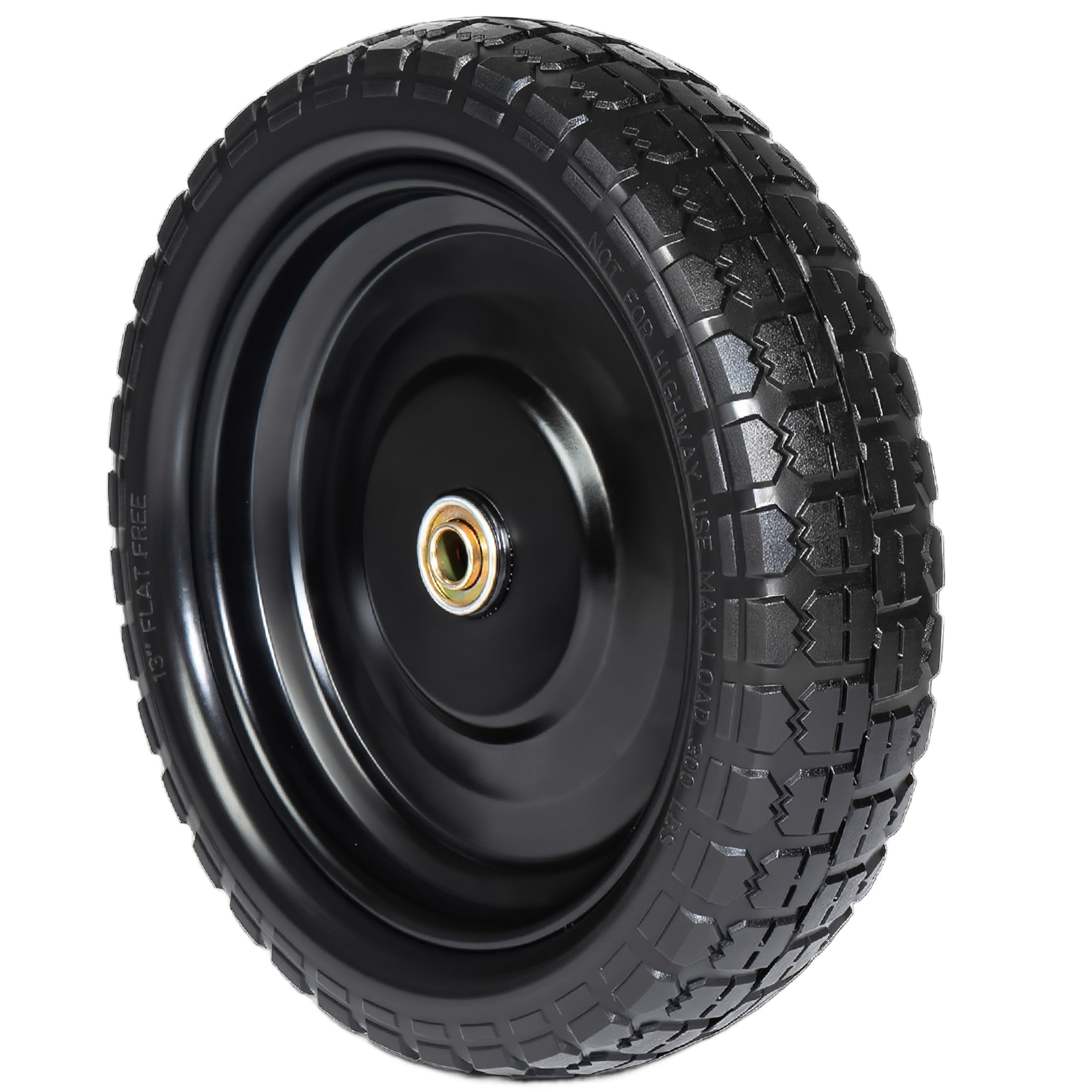 Noble House 13" x 3.5" Solid Rubber Flat-Free Tires & Wheels with Flat-Free Design for Trailer, Black