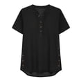 thumbnail image 7 of Women's Short Sleeve Denim Shirt Tunic Top with Stand Collar and Button Front, 7 of 7