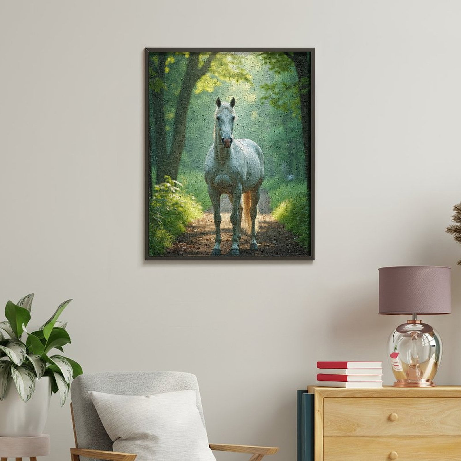 Paint by Numbers Kit for Adults, Majestic White Horse In Forest Paint by Numbers, Easy Paint by Numbers Kit for Adults Beginner, DIY Adult Paint by Number Kits on Canvas, Home Decor