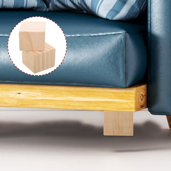 FOMIYES 2Pcs Khaki Wood Furniture Risers for Couch Desk Strong Stable Height Lift
