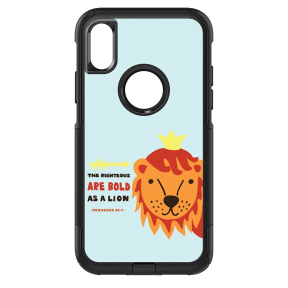 DistinctInk Custom SKIN / DECAL compatible with OtterBox Commuter for iPhone XS MAX (6.5" Screen) - Proverbs 28:1 - The Righteous Are Bold As a Lion