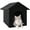 Black, variant on Cat House, POPO Waterproof Cat Bed with Removable Soft Cushion, Outdoor Kitty House 17 x13 x17 inches,Black