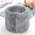thumbnail image 1 of Winter Furry Plush Neck Warmer Solid Color Windproof Buttons Circle Loop Scarf Neckerchief winter gloves Gray, 1 of 4