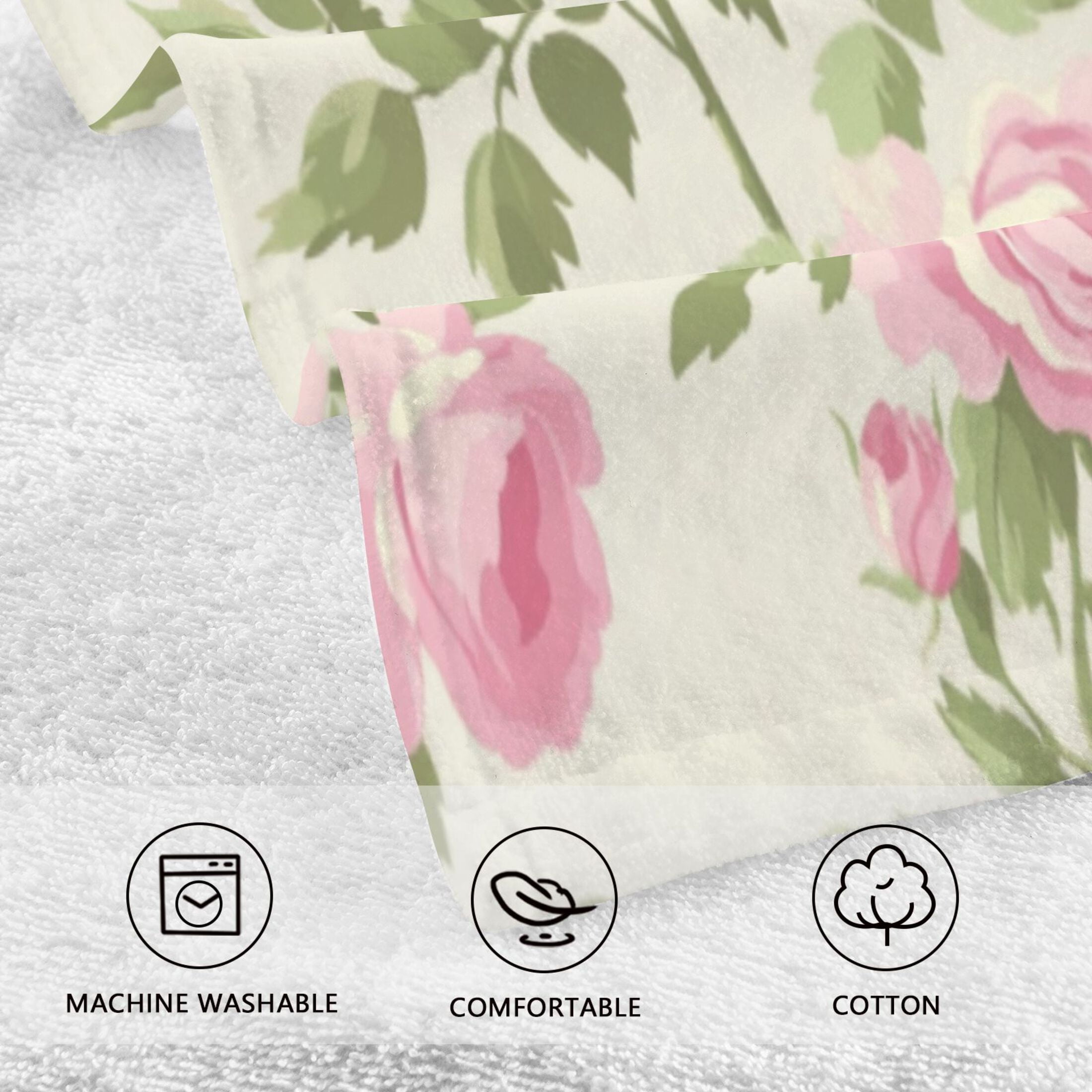 Cotton Towel Two-Piece 16x28 Inch One Sizex2 Face Towel Set Towel Set Cotton Hand Bath Towel Bathroom Beach Pretty Pink Rose