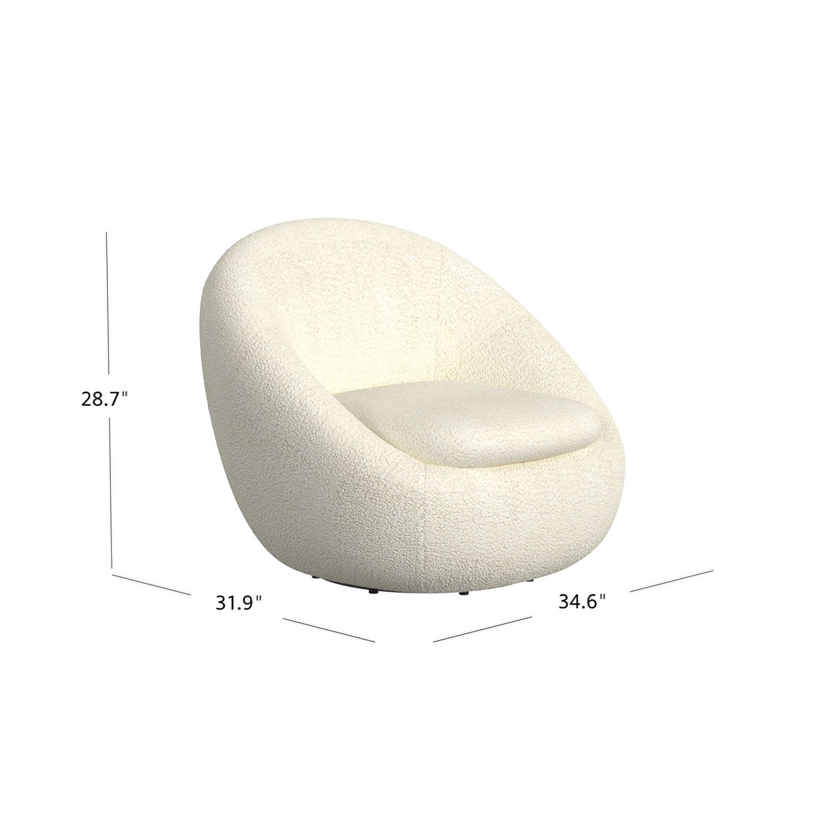 HomePop Round Swivel Accent Chair, White Sherpa